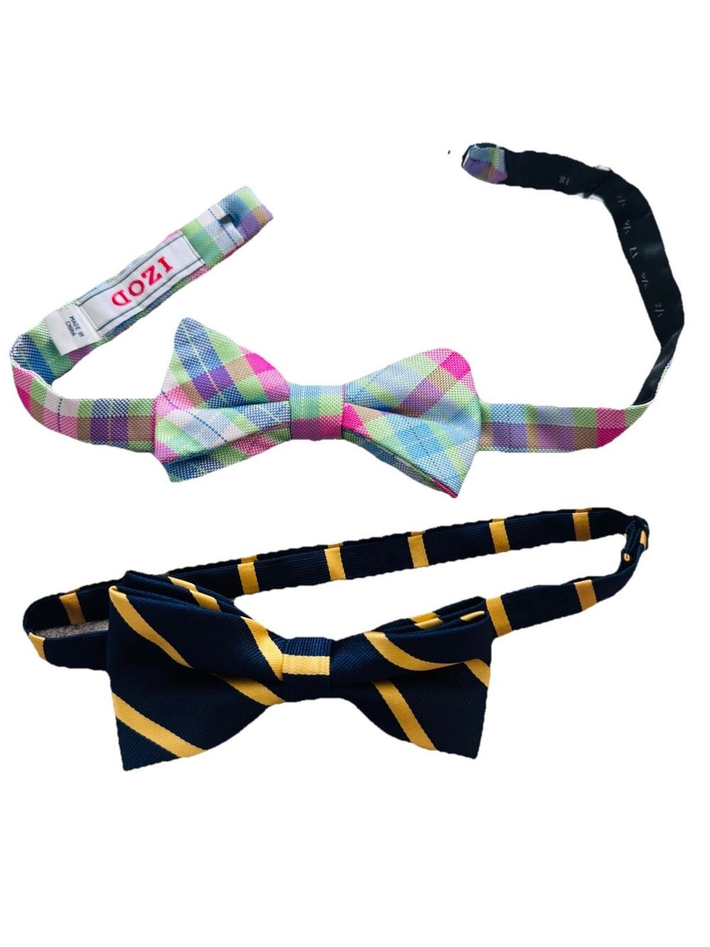 Izod Plaid Bow Tie Striped Bow Tie Bowtie Neck Tie Men’s Set Of 2 Preppy